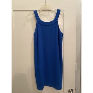 Simple blue mini dress with tie in back